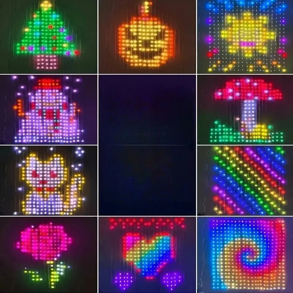 Lighting Christmas Decor - LED Piksel Perde Işıkları, Bluetooth Uygulamasıyla
