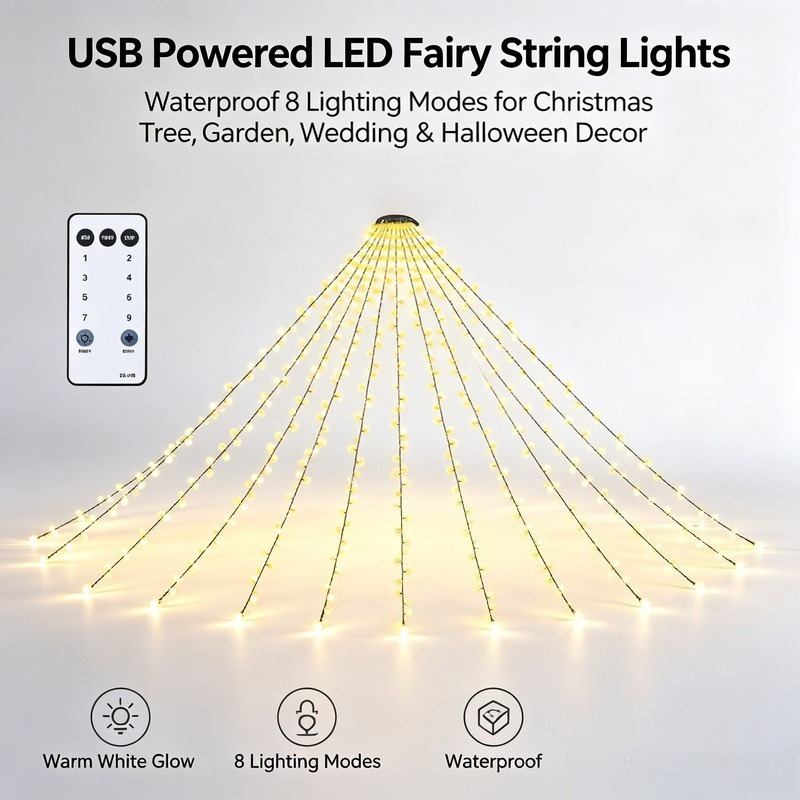 Lighting Christmas Decor - USB LED Peri Işık Dizileri, Bahçe
