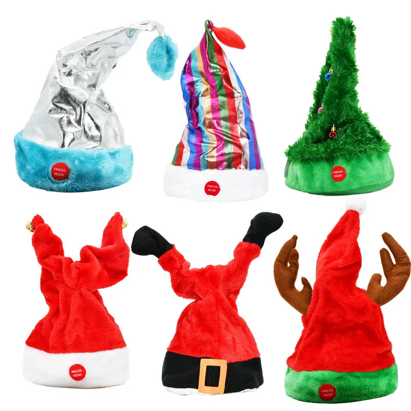 Up Lighting Decor - Yaratıcı Elektrikli Salıncaklı Noel Şapkası Müzikli